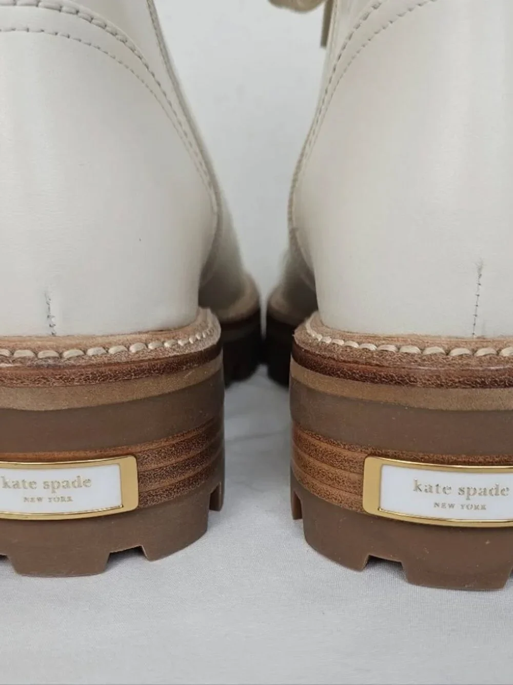 Kate Spade Merritt Lug Sole Combat Boots Ivory Leather NWT Size 9